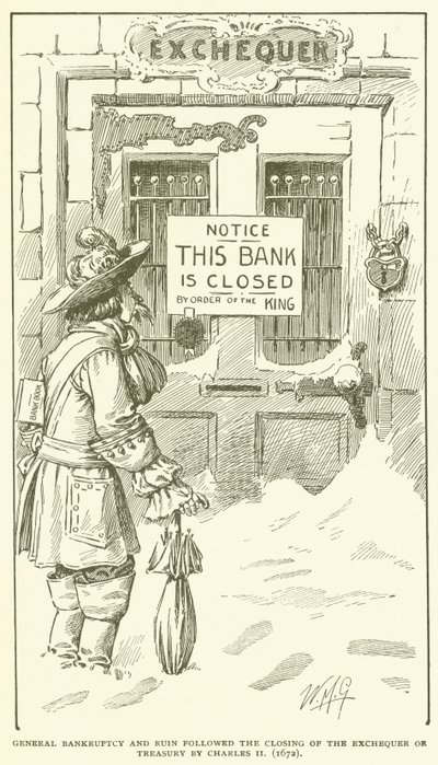 Generel fallit og ruin fulgte lukningen af statskassen eller statskassen af Charles II (1672) af American School